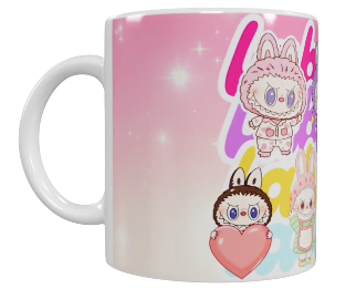 Labubu Keramik-Tasse – Pastell Rosa (330 ml)