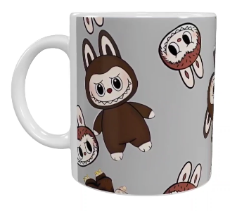 Labubu Keramik-Tasse – Grau (330 ml)