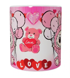 Labubu Keramik-Tasse – Pinkes Ballon-Design (330 ml)