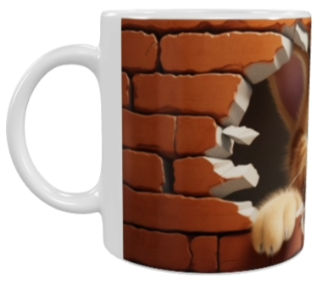 Cat Keramik-Tasse – Niedliches Durch-die-Mauer-Motiv (330 ml)