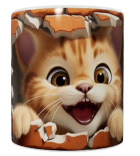Cat Keramik-Tasse – Niedliches Durch-die-Mauer-Motiv (330 ml)