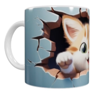 Cat Keramik-Tasse – Süßes Durchbruch-Motiv (330 ml)