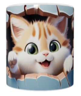 Cat Keramik-Tasse – Süßes Durchbruch-Motiv (330 ml)
