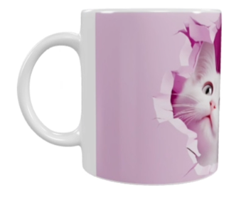 Keramik-Tasse „Cute Cats“ – Rosa (330 ml)