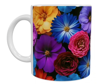 Blumen Keramik-Tasse – Bunt (330 ml)