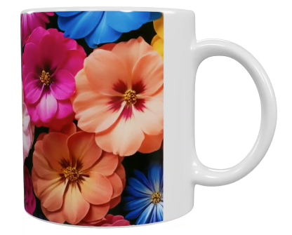Blumen Keramik-Tasse – Bunt (330 ml)