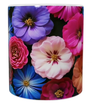 Blumen Keramik-Tasse – Bunt (330 ml)