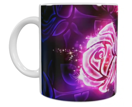 Blumen Keramik-Tasse – Magisch leuchtende Rosen (330 ml)