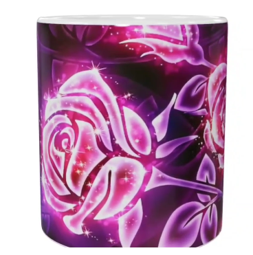 Blumen Keramik-Tasse – Magisch leuchtende Rosen (330 ml)