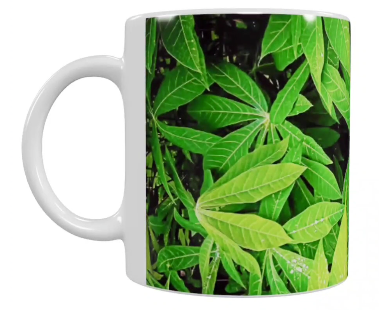 Keramik-Tasse mit Pflanzenmotiv – Grün (330 ml)