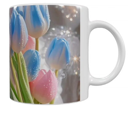 Keramik-Tasse mit zartem Blumenmotiv (330 ml)