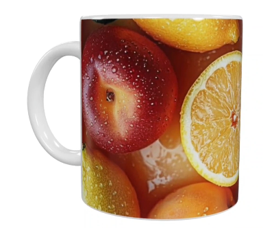 Früchte Keramik-Tasse – Zitrus & Apfel (330 ml)