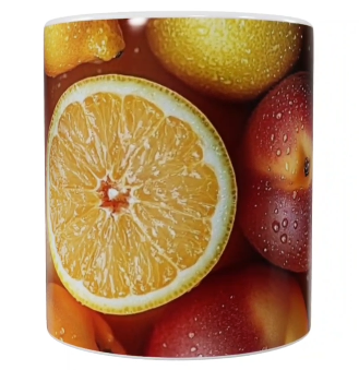 Früchte Keramik-Tasse – Zitrus & Apfel (330 ml)