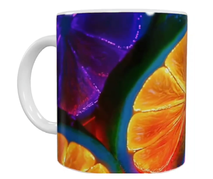 Früchte Keramik-Tasse – Bunte Zitrusmotive (330 ml)