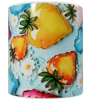 Früchte Keramik-Tasse – Sommerliches Design (330 ml)