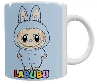 Labubu Keramik-Tasse – Hellblau (330 ml)