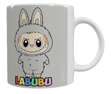 Labubu Keramik-Tasse – Grau (330 ml)