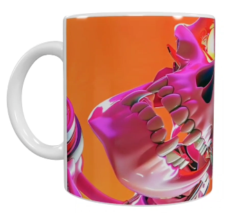 Futuristische Keramik-Tasse – Neon-Schädel Design (330 ml)
