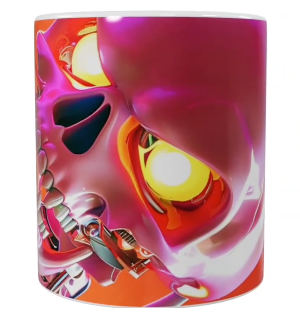 Futuristische Keramik-Tasse – Neon-Schädel Design (330 ml)