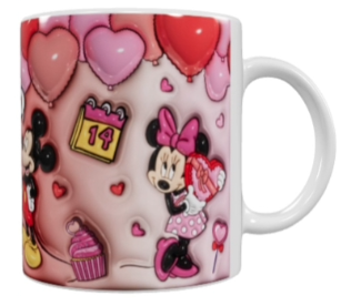 Mickey und Minnie Valentinstag Keramik-Tasse – Rosa (330 ml)