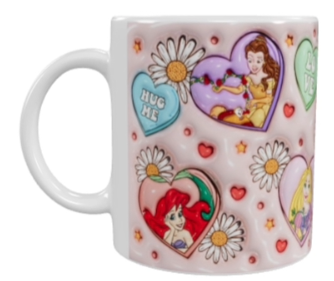 Valentinstasse mit Disney Prinzessinnen – Rosa (330 ml)