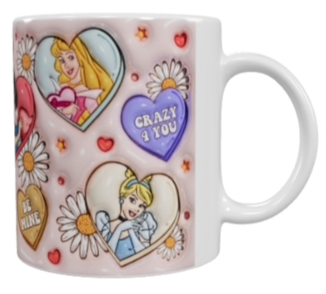 Valentinstasse mit Disney Prinzessinnen – Rosa (330 ml)