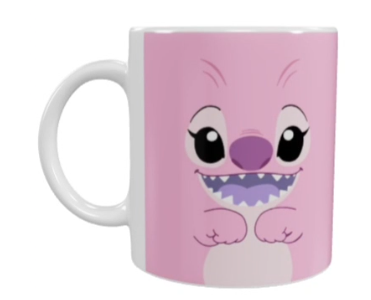 Stitch & Angel Keramik-Tasse – Rosa (330 ml)