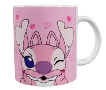 Stitch & Angel Keramik-Tasse – Rosa (330 ml)