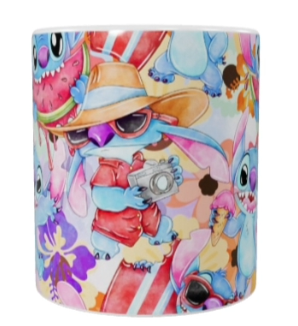 Stitch Keramik-Tasse – Buntes Sommerdesign (330 ml)
