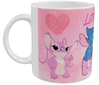Stitch Keramik-Tasse – Rosa „Little But Loud Love“ (330 ml)