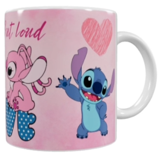 Stitch Keramik-Tasse – Rosa „Little But Loud Love“ (330 ml)