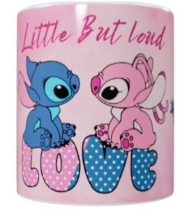 Stitch Keramik-Tasse – Rosa „Little But Loud Love“ (330 ml)