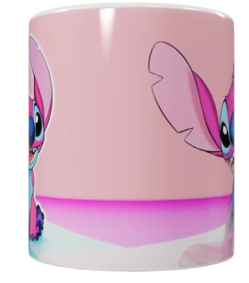 Stitch Keramik-Tasse – Rosa (330 ml)