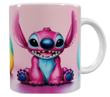 Stitch Keramik-Tasse – Rosa (330 ml)