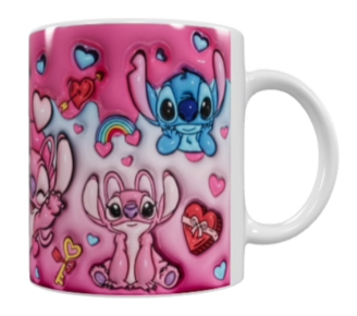 Stitch & Angel Keramik-Tasse – Pink (330 ml)