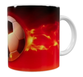 Fußball Keramik-Tasse – Feuerball Design (330 ml)