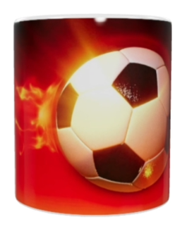 Fußball Keramik-Tasse – Feuerball Design (330 ml)