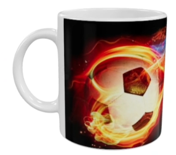 Fußball Keramik-Tasse – Flammen-Design (330 ml)
