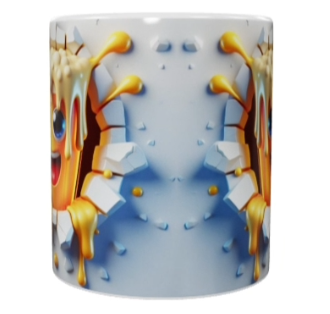 3D Cartoon Keramik-Tasse – Lustiges Splash-Motiv (330 ml)