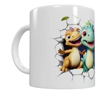Dino Keramik-Tasse – Bunte Dinosaurier (330 ml)