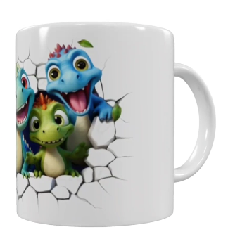 Dino Keramik-Tasse – Bunte Dinosaurier (330 ml)