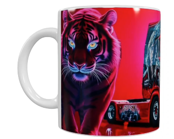 Auto Keramik-Tasse – Tiger & Truck Design (330 ml)