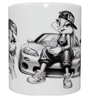 Auto-Tasse – Cooles Design mit Bunny-Motiv (330 ml)
