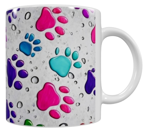 Keramik-Tasse mit bunten Pfoten – (330 ml)