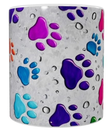 Keramik-Tasse mit bunten Pfoten – (330 ml)