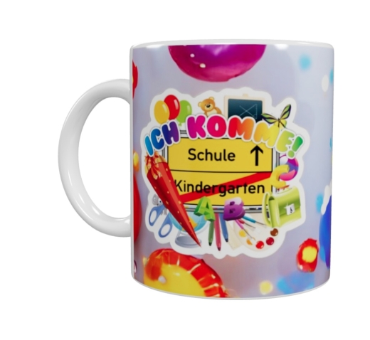 Schulkind Keramik-Tasse – „Ich komme! Schule“ (330 ml)