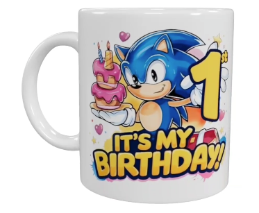 Sonic Geburtstags-Keramik-Tasse – 1. Geburtstag (330 ml)