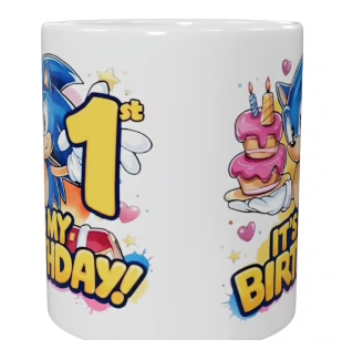 Sonic Geburtstags-Keramik-Tasse – 1. Geburtstag (330 ml)