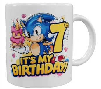 Sonic Geburtstags-Keramik-Tasse – 7. Geburtstag (330 ml)