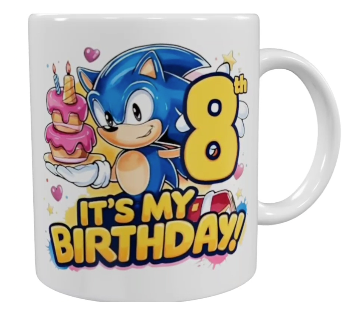 Sonic Geburtstags-Keramik-Tasse – 8. Geburtstag (330 ml)